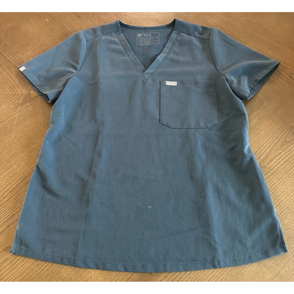 FIGS Technical Collection Women's Catarina Charcoal 1 Pocket Medical‎ Top Size M
